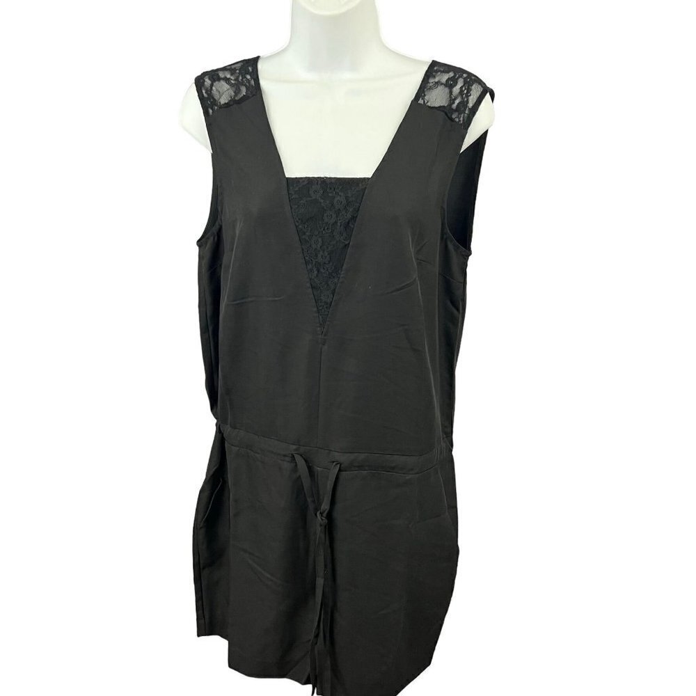 Vero Moda Black Tencel Drawstring Waist Lace Shoulder Romper Size Small - Picture 4 of 8